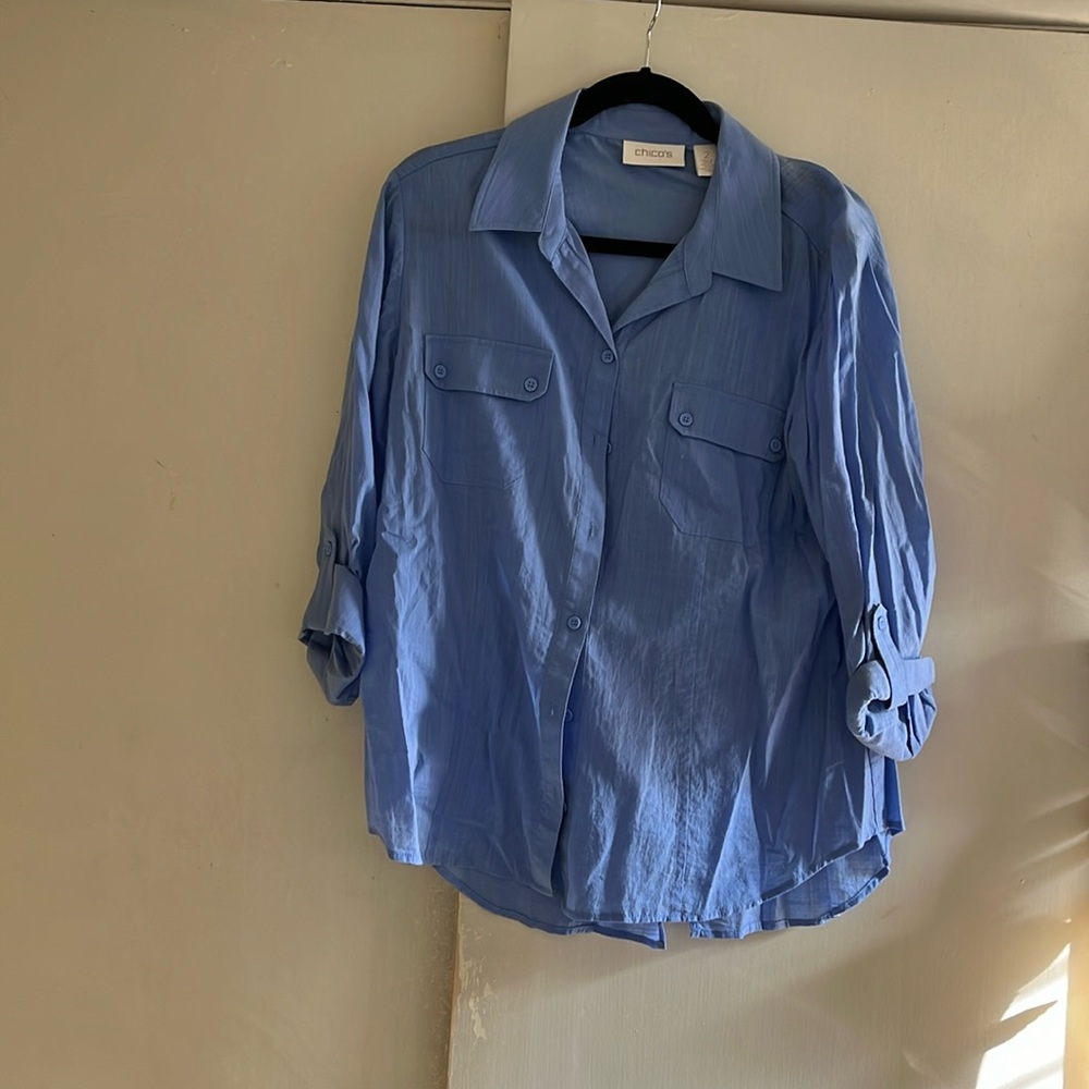 Periwinkle Blue Rounded Hem Lightweight Roll Slee… - image 1